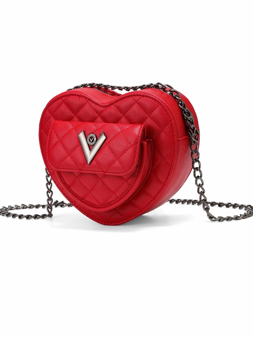 Valentino Orlandi Quilted Heart Mini Crossbody in Red - Picture 2 of 5